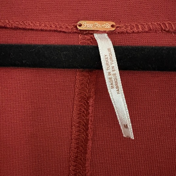 Free People Womens Lace Up Grommet Long Sleeve Top Rust Red Ribbed Size M - Picture 4 of 6